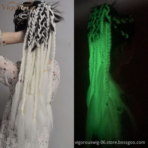 Vigorous Synthetic Jumbo Braids Shining Hair Neon Glowing Hair Florescent Light Braiding Hair in the Darkness 24inch 100g